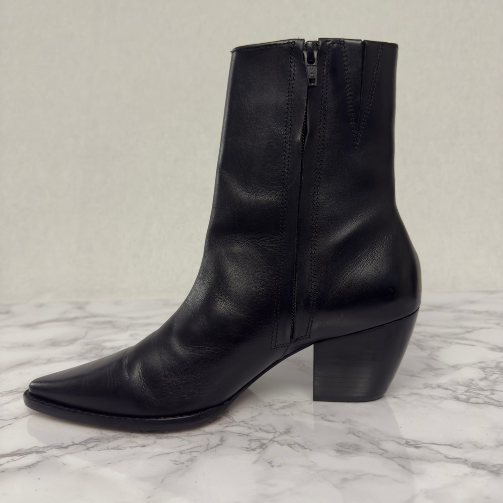 Matisse Caty Leather Booties Size 8 Black Leather Pointed Toe Ankle Boots - Picture 2 of 15